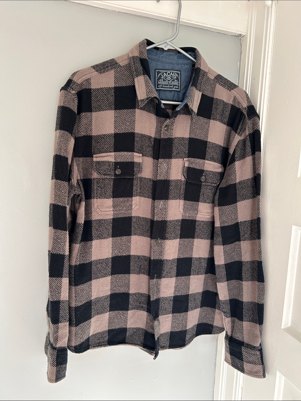 Jachs Black & Taupe Plaid Flannel Shirt
